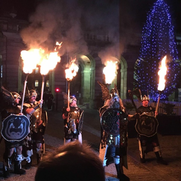 Vikings leading the torchlight procession - Not our photo