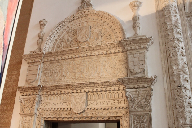 Intricate carvings above the door