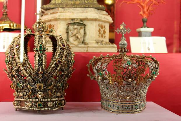 Crowns of former royalty stored in the treasury of the cathedral